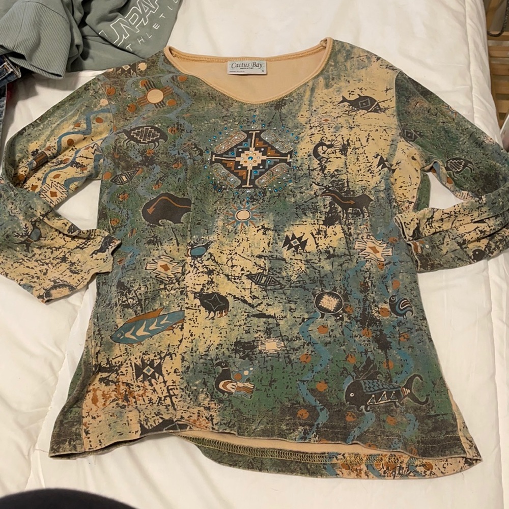 Aztec fairy core quarter sleeve top